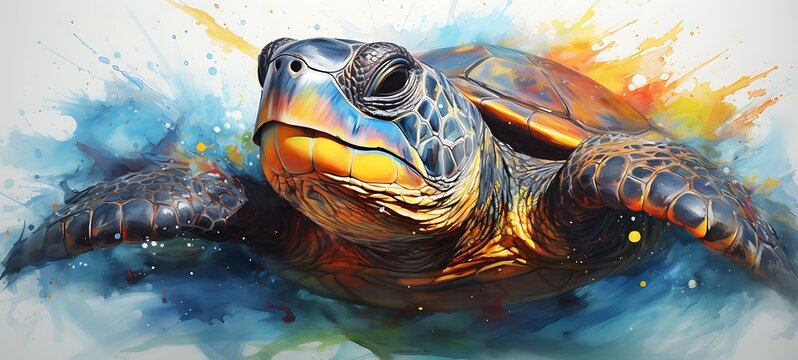 abstrak mozaic color of turtle Hero in darkness, ai generative