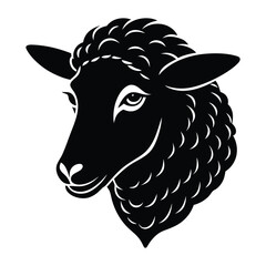 Black Sheep Head Silhouette Vector – Farm Animal Illustration Clipart