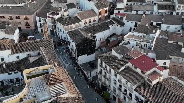 Semana Santa en Priego de C&oacute;rdoba. Pasos en vista de drone.