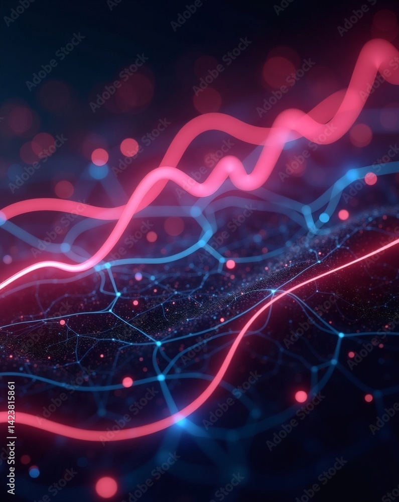 Aufkleber futuristic, data visualization of interconnected lines and dots. It is representing network or connection