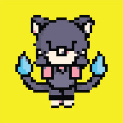 Pixel Art Oni Ghost Icon, Japanese Demon Design