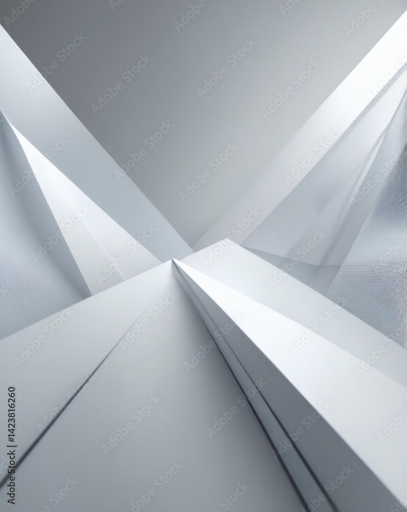 Poster geometric shapes and lines create a modern architectural design, with a play of light and shadow