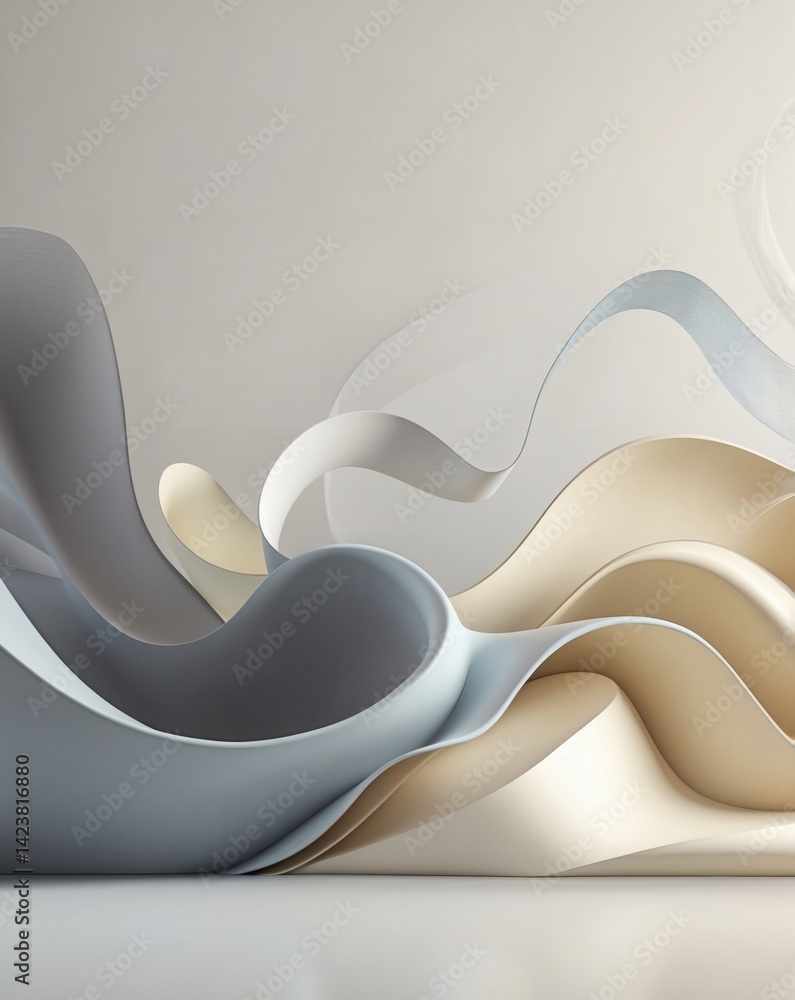 Poster abstract ribbons flow gracefully, creating a modern, elegant design