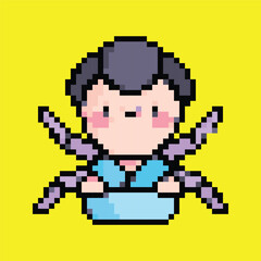 Pixel Art Oni Ghost Icon, Japanese Demon Design