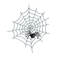 3d spiderweb with spider Halloween decoration for print, web, design, decor, logo