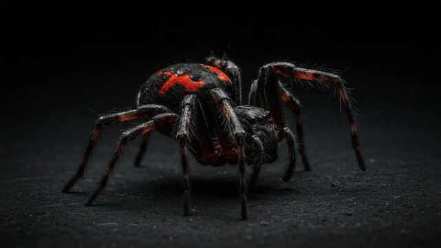 黒赤蜘蛛 精密マクロ撮影 陰影際立つ