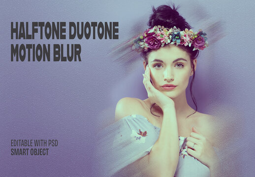 Halftone Duotone Motion Blur Photo Effect
