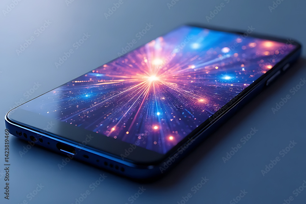Aufkleber vibrant digital display sparking creativity in modern workspace with abstract art innovation