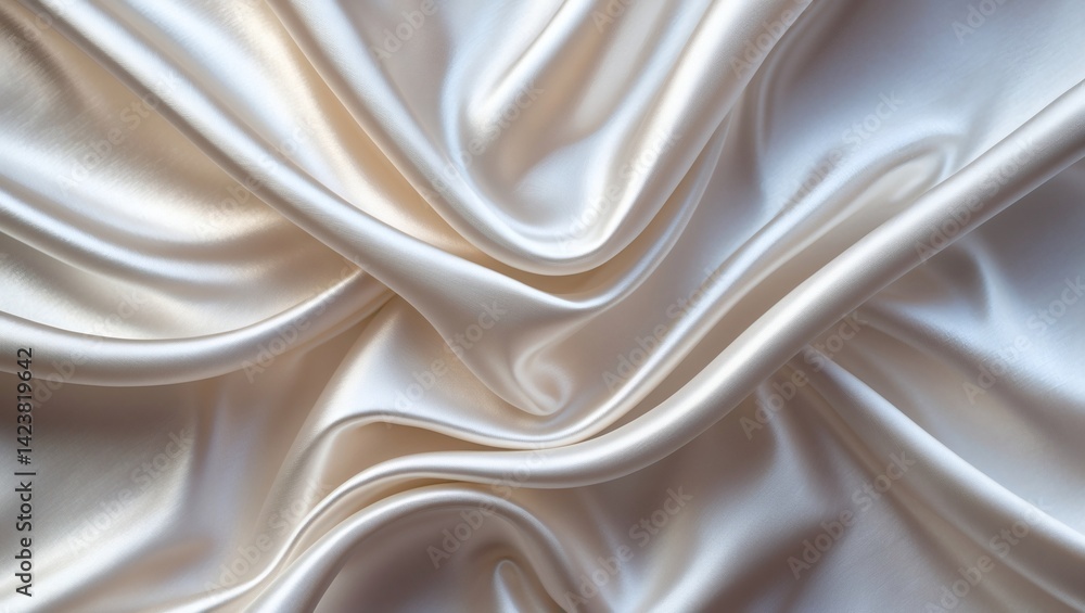 Poster elegant cream silk fabric with luxurious folds and drapes. the texture is smooth and shiny, creating