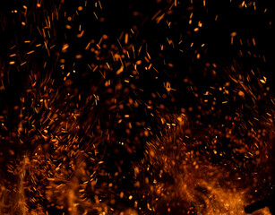 The image is of a fire with a lot of smoke and sparks