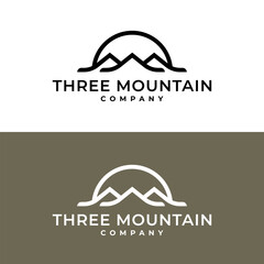 simple three mountain illustration logo. outdoor activity and adventure theme logo template.