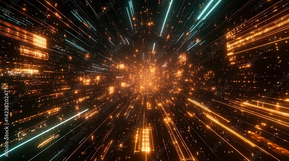 Aufkleber the glowing lines of a futuristic circuit board come to life, creating an immersive environment that