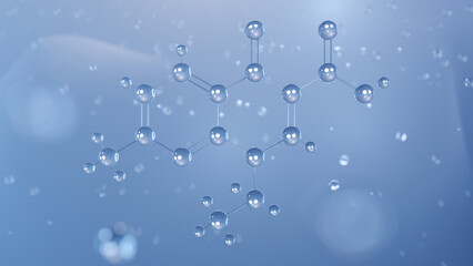 nalidixic acid molecular structure, 3d model molecule, antibiotic structural chemical formula view from a microscope