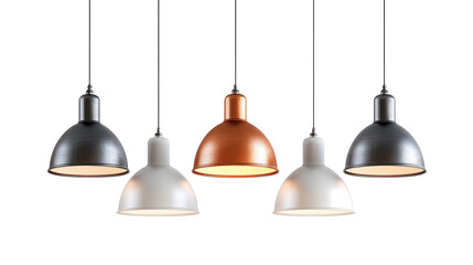 Obraz premium a lot of hanging lamps isolated on white background