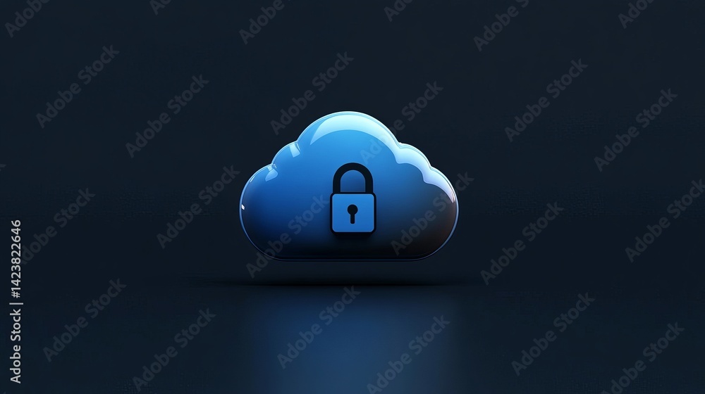 Poster secure cloud storage digital data protection icon cybersecurity network privacy safe cloud computing