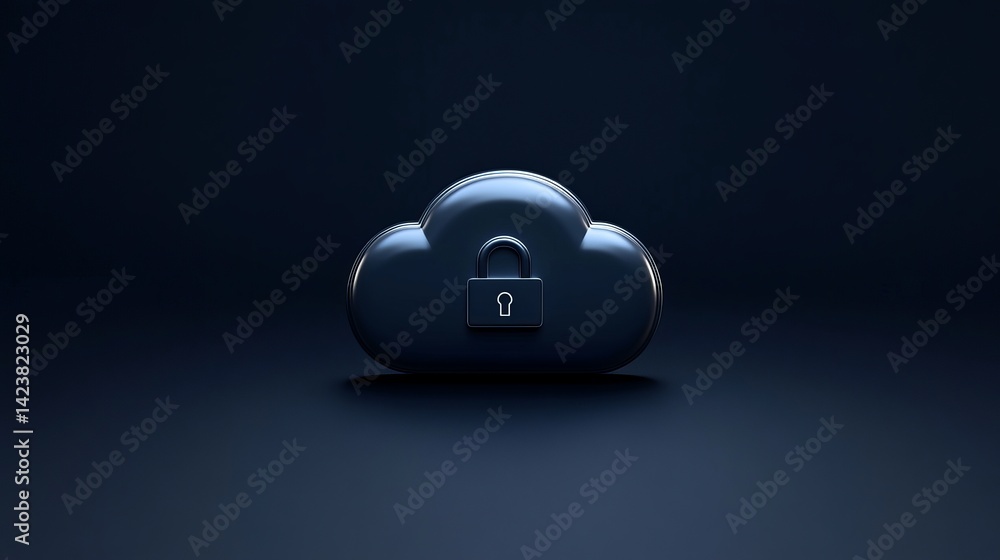 Poster secure cloud storage digital icon dark blue padlock modern technology data protection privacy encryp