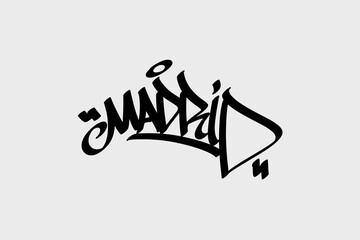 Madrid graffiti tag in bold, urban street art style. This vibrant vector design on a white background captures the essence of Spain’s capital, perfect for cultural, travel, and creative projects.