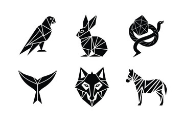 set of geometric  aniaml logo icon vector