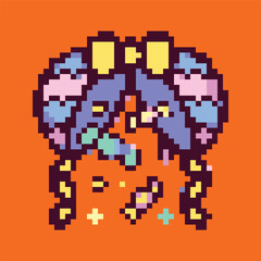Pixel art icons for birthday celebration, fun and festive