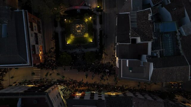 Semana Santa en Priego de C&oacute;rdoba. Pasos en vista de drone.