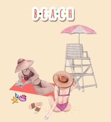 two women of the same age on a beach vacation