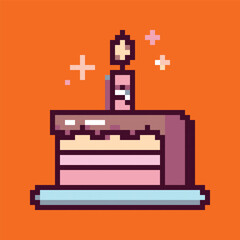 Pixel art icons for birthday celebration, fun and festive