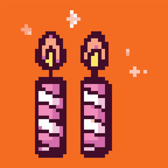 Pixel art icons for birthday celebration, fun and festive
