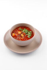 Hot and delicious soup with spices