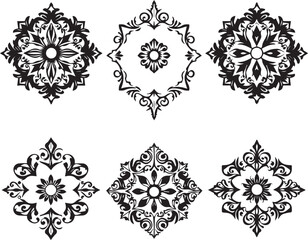 A set of elements, symbols, ornaments, mandalas. Hand drawn vector illustration