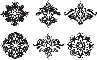 A set of elements, symbols, ornaments, mandalas. Hand drawn vector illustration