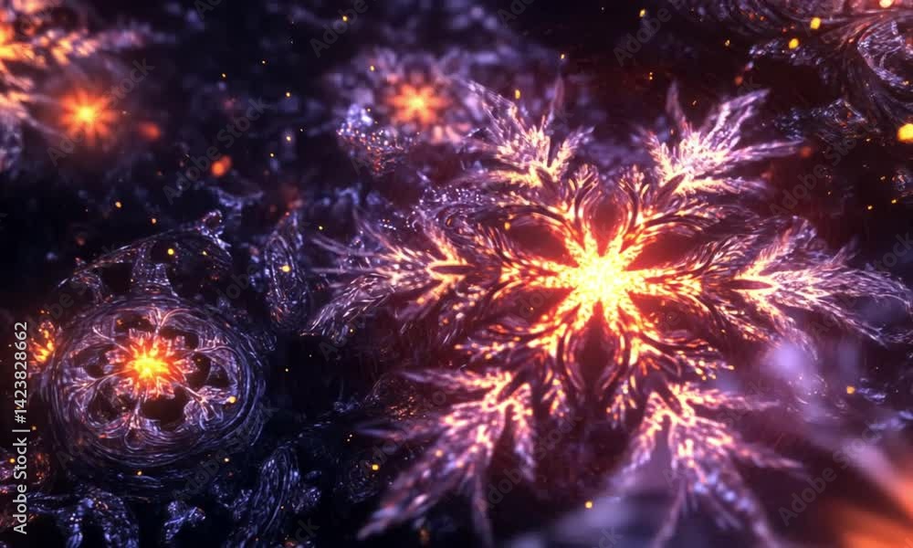 Poster ruby red backdrop decorated with detailed icy snowflakes in winter style made with generative ai tec