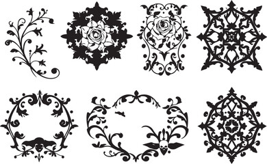 A set of elements, symbols, ornaments, mandalas. Hand drawn vector illustration