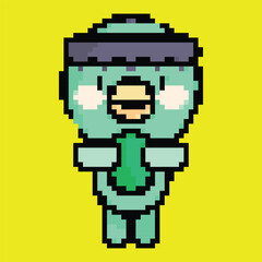 Pixel Art Oni Ghost Icon, Japanese Demon Design
