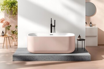 Modern Pink Bathtub Design