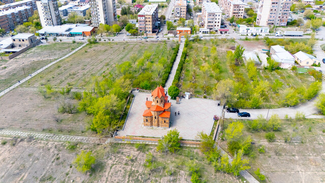 St. Ghazar Church is an Armenian Apostolic church in Metsamor, Armavir province of Armenia with drone