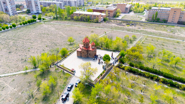 St. Ghazar Church is an Armenian Apostolic church in Metsamor, Armavir province of Armenia with drone