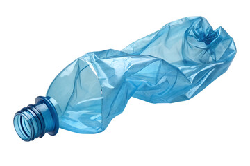 Crumpled blue plastic bottles. The Crushed Plastic Bottles. Plastic water bottle waste or crushed plastic water bottle. Png transparency