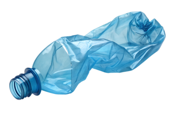 Crumpled blue plastic bottles. The Crushed Plastic Bottles. Plastic water bottle waste or crushed plastic water bottle. Png transparency