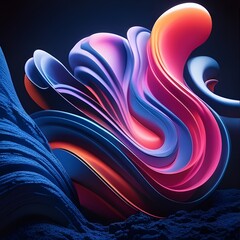 Soft Abstract Texture Background with Flowing Pastel Waves. Vibrant 3D Abstract Dreamscapes Background. Colorfull 3D Background.