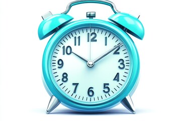 Classic Teal Alarm Clock Displaying Time Vintage Design Retro Style Time Management WakeUp