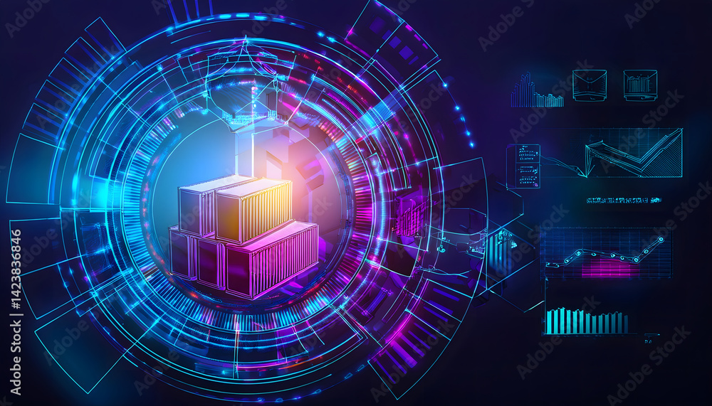 Poster futuristic cargo and data visualization concept
