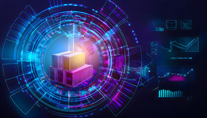 Obraz premium Futuristic cargo and data visualization concept