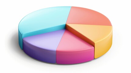 Obraz premium Balanced D pie chart with soft color gradients and minimalistic design for easy interpretation