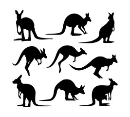 set of vector kangaroo animal australia silhouette
