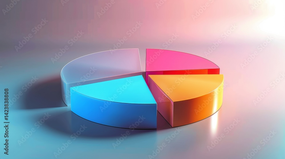 Poster minimalist d pie chart with soft lighting and evenly divided parts for clear data display