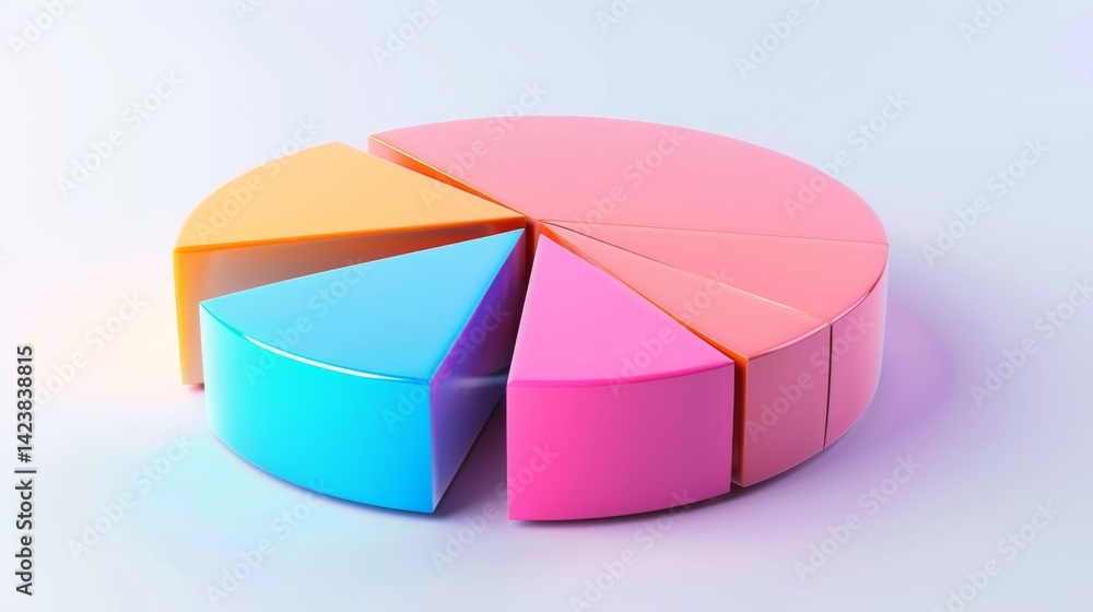 Aufkleber modern d pie chart with soft reflection and clean angles, perfect for report