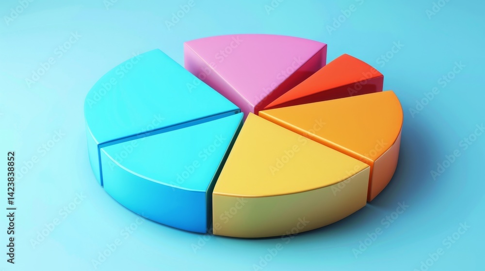 Aufkleber neat d pie chart with flat design and soft shadows, tailored for modern report slides