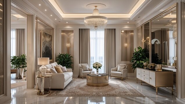 Elegance in every corner sparkling surfaces and refined materials