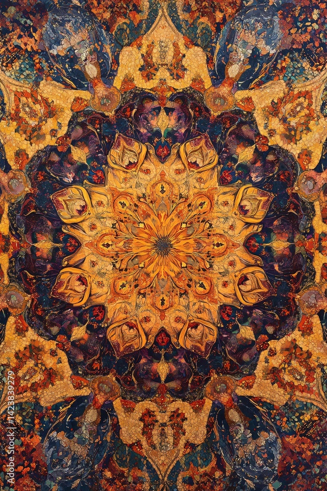 Aufkleber colorful ornate mandala pattern repeating abstract background design