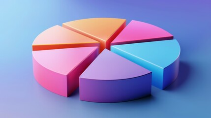 Obraz premium Smooth D pie chart with simple divisions and no clutter, optimized for data-focused slides